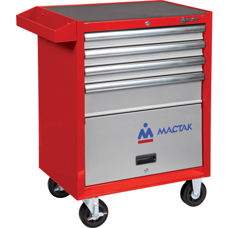 МАСТАК Тележка инструментальная, 4 ящика и отсек, красная 522-04581R