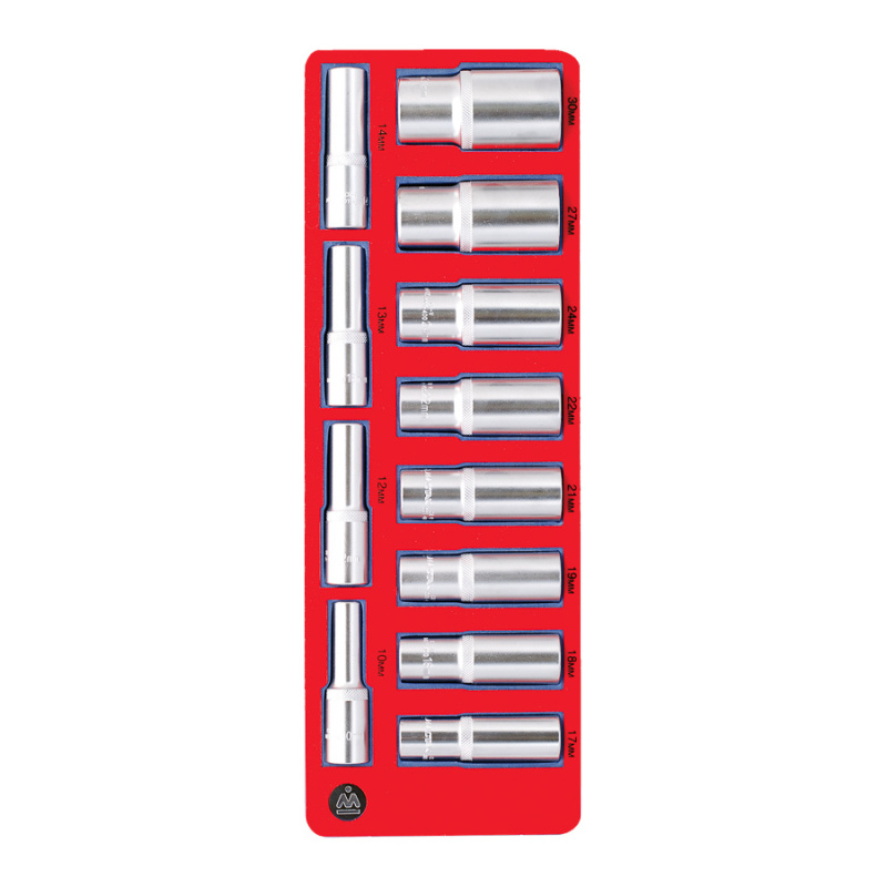 МАСТАК Набор глубоких головок 1/2”, двенадцатигранные, ложемент, 12 предметов 5-014212
