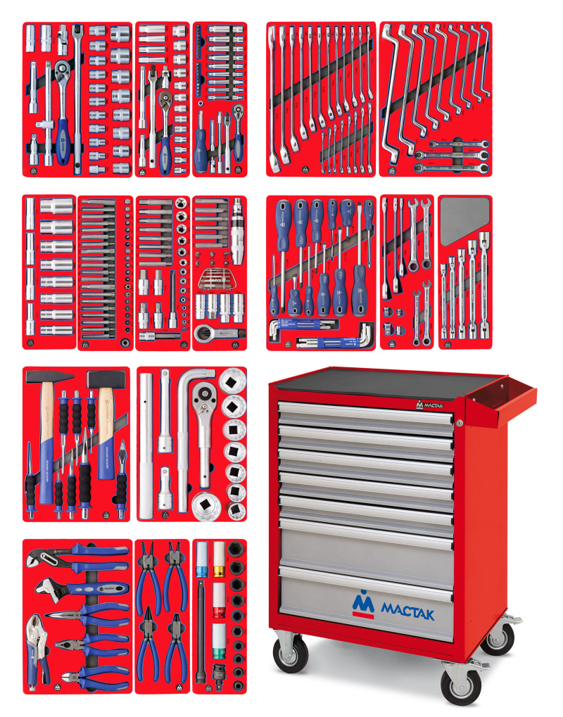 МАСТАК Набор инструментов "ЭКСПЕРТ" в красной тележке, 323 предмета 52-07323R