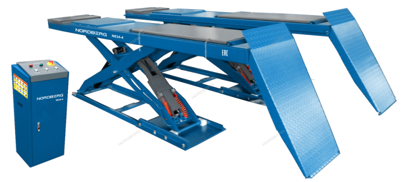 Подъемник ножничный для сход-развала, без заглубления, 4 т, 380 В NORDBERG N634-4B