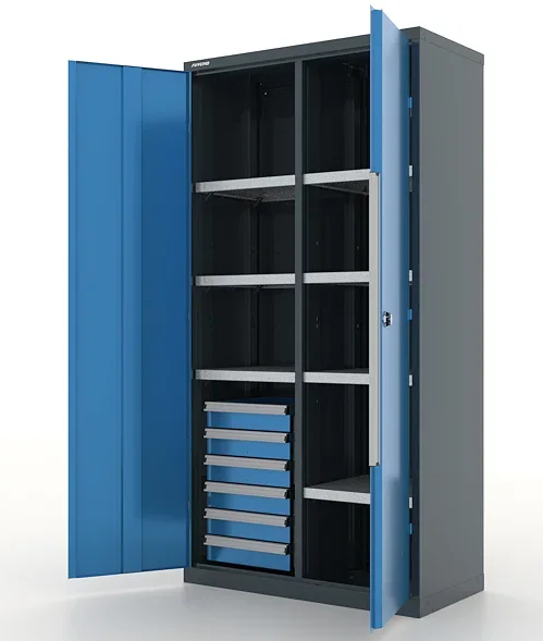 Шкаф инструментальный "Premium" с перегородкой, 6 ящиками и 6 полками FERRUM 13.2661-7016/5015