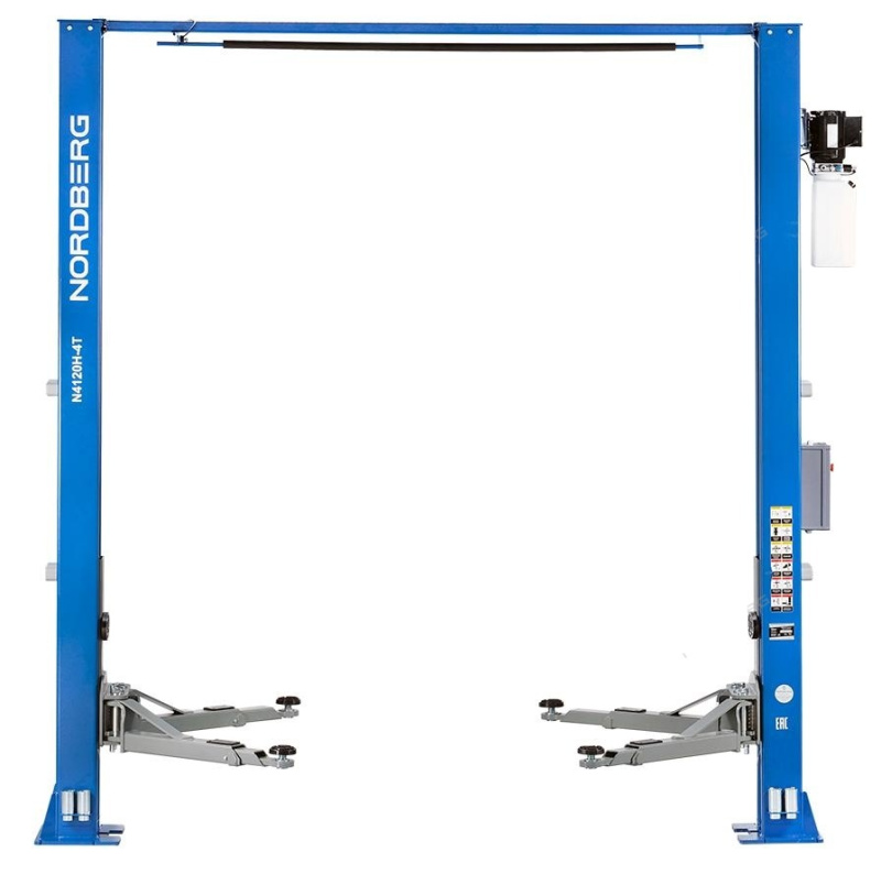 Подъемник 380V 2х стоечный 4т с верх синхр, H=3,6 м, с электростопорами (синий) NORDBERG N4120HE-4B