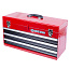 KING TONY Ящик инструментальный, 3 ящика и отсек, красный 87401-3